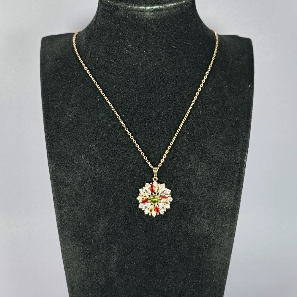 Rose Gold‎ Plated Necklace With Crystal Flower Pendant (NWOT)